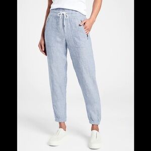 Athleta Cabo Linen Jogger Chambray Blue